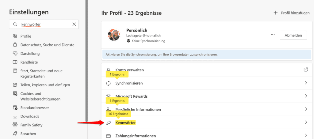 In Microsoft Edge gespeichertes E-Mail-Passwort herausfinden