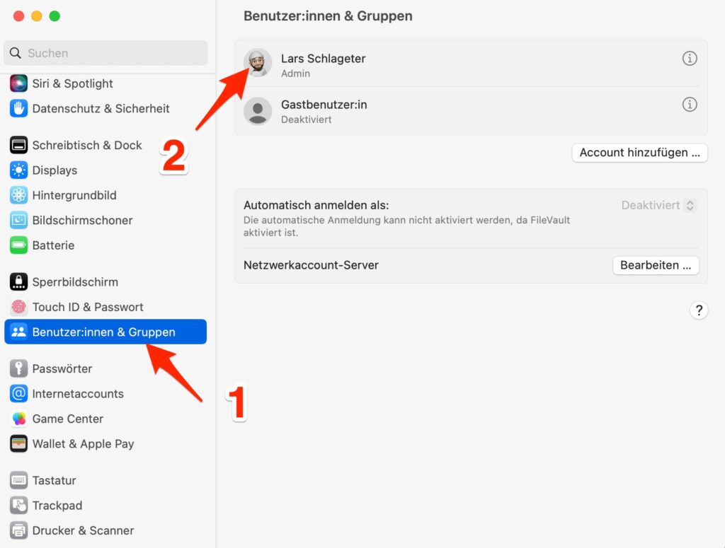 Profilbild in macOS ändern