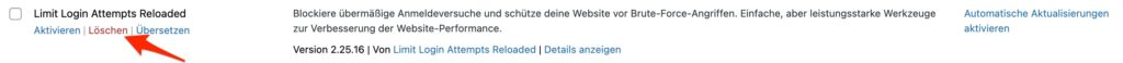 WordPress Plugin löschen