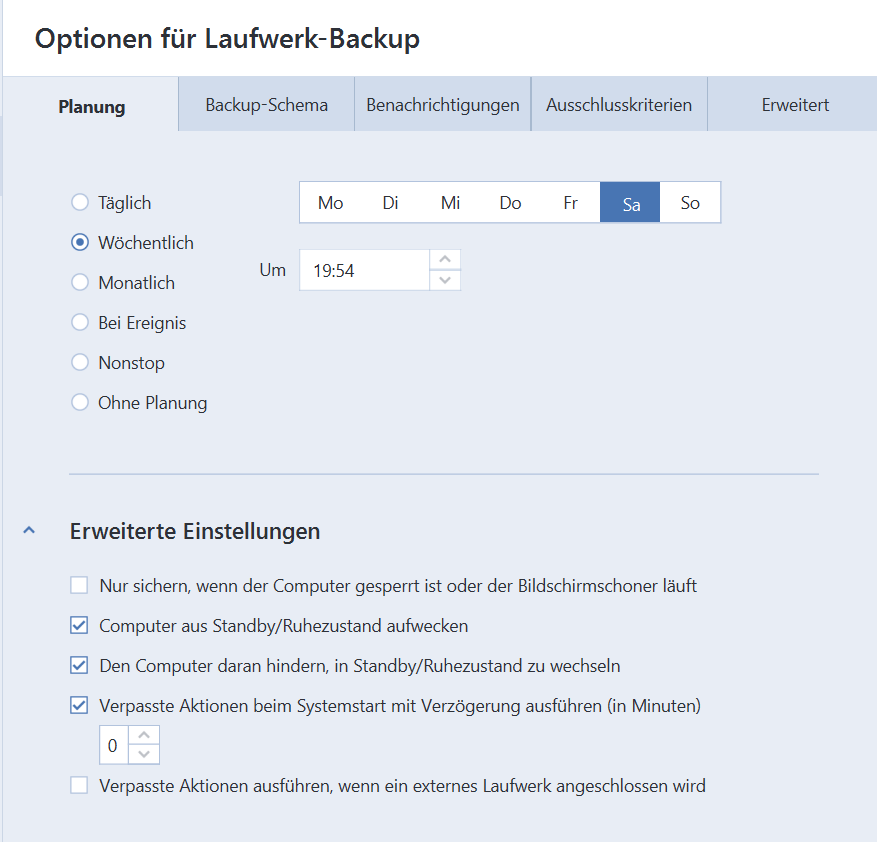 Acronis Cyber Protect Home Office - Sicherungsplan einrichten