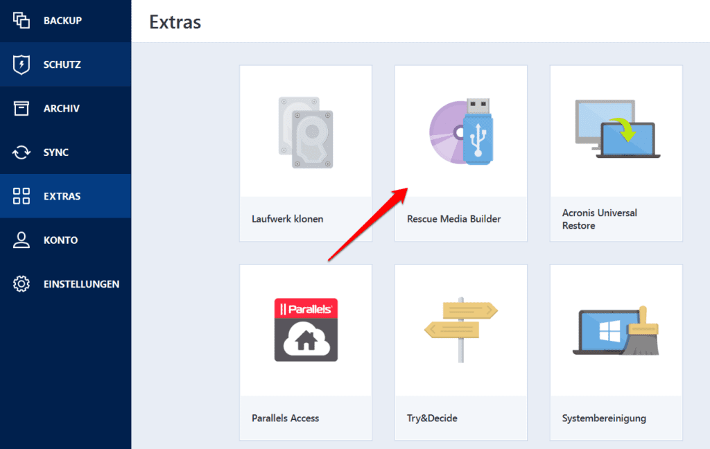 Acronis Rescue Media erstellen