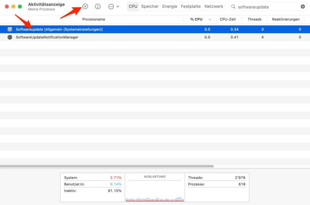 MacOS Softwareupdatedienst neu starten